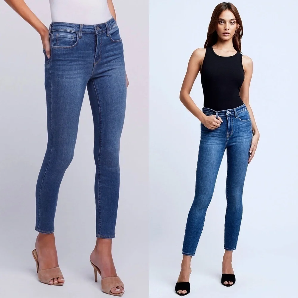 NEW L’AGENCE Margot High Waist Distressed Ankle Cropped Slimming Skinny‎ Jean 25